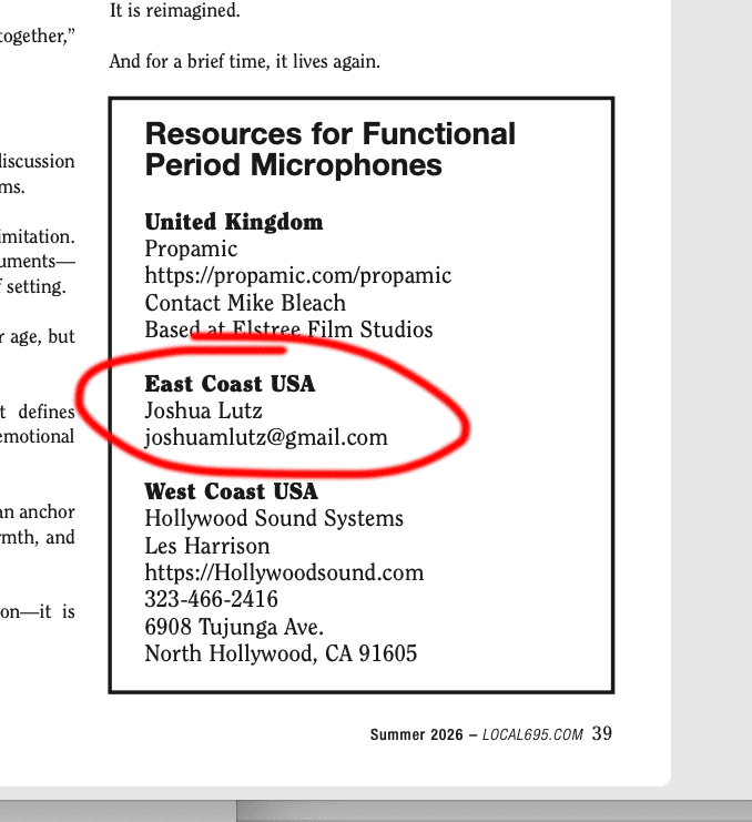 Joshua Lutz in Sound Production Magazine Summer 2026